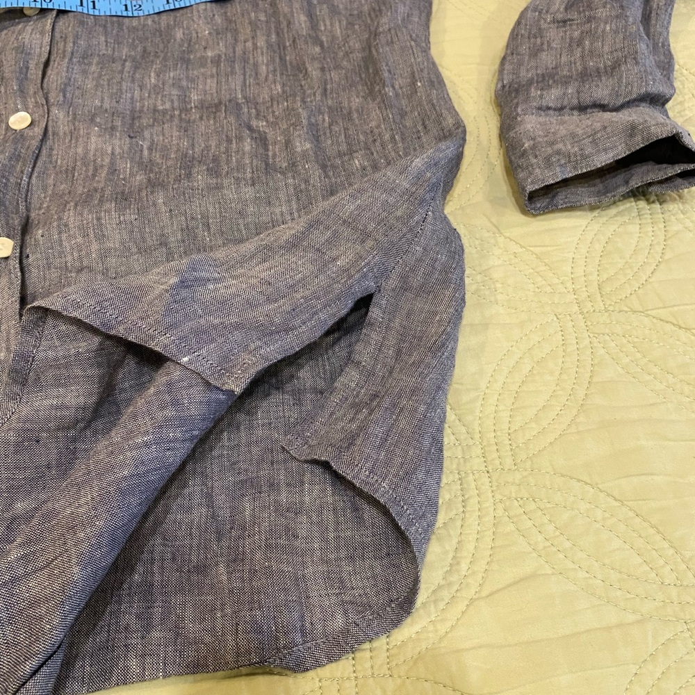 Brooks Brothers Heathered Slate Blue Linen Shirt - Picture 10 of 11